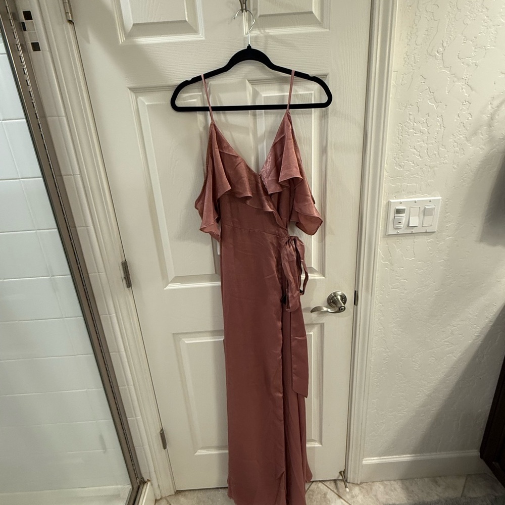 Elegant Pink Ruffle Maxi Dress